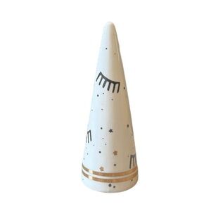 Ring Holder Jewelry Stand Cone, Eyelashes Ivory Decor Ceramic
